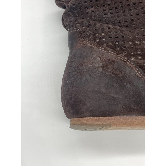UGG Abilene Suede brown Boots Sz 8 perforated slouchy Boho Festival Casual - Picture 3 of 7